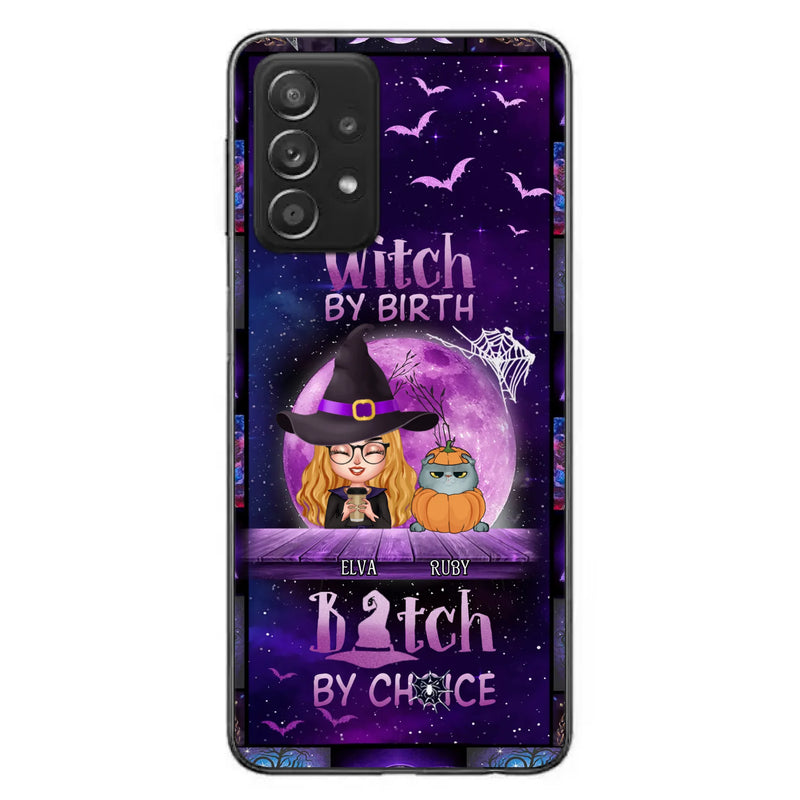 Custom Personalized Witch Phone Case - Gift Idea For Witch/ Dog/ Cat Lover - Upto 5 Pets - Witch By Birth - Case For iPhone/ Samsung