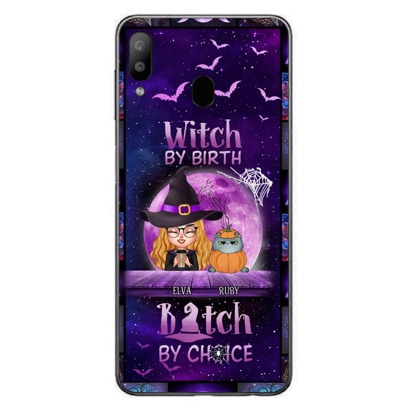 Custom Personalized Witch Phone Case - Gift Idea For Witch/ Dog/ Cat Lover - Upto 5 Pets - Witch By Birth - Case For iPhone/ Samsung