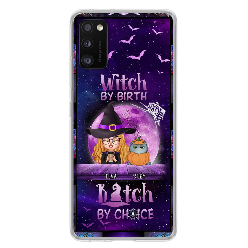 Custom Personalized Witch Phone Case - Gift Idea For Witch/ Dog/ Cat Lover - Upto 5 Pets - Witch By Birth - Case For iPhone/ Samsung
