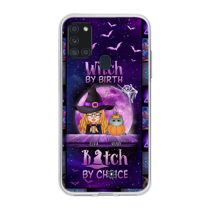 Custom Personalized Witch Phone Case - Gift Idea For Witch/ Dog/ Cat Lover - Upto 5 Pets - Witch By Birth - Case For iPhone/ Samsung