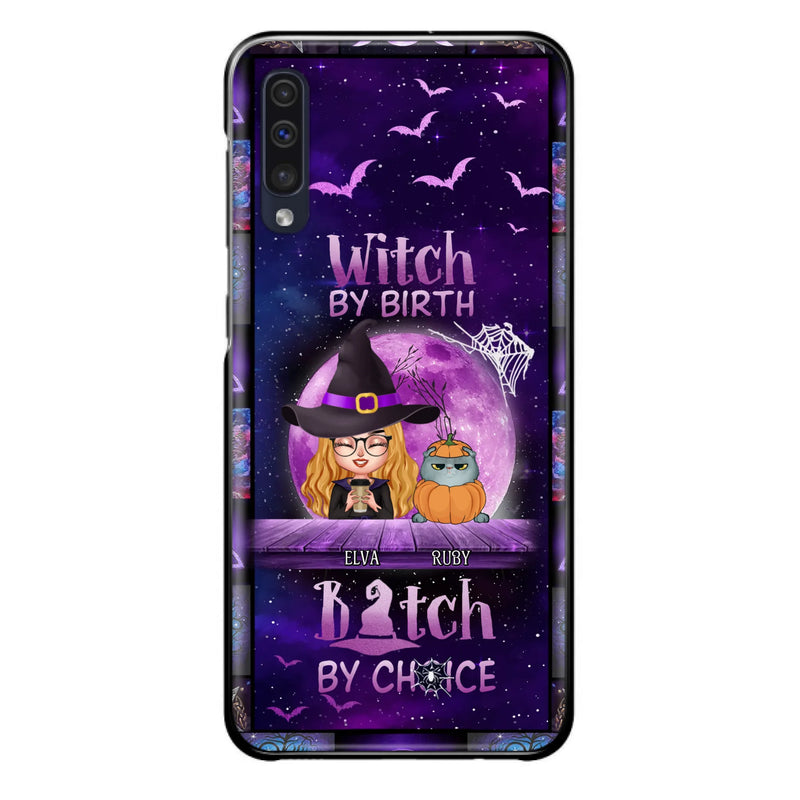 Custom Personalized Witch Phone Case - Gift Idea For Witch/ Dog/ Cat Lover - Upto 5 Pets - Witch By Birth - Case For iPhone/ Samsung