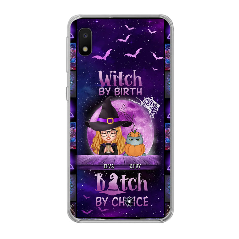 Custom Personalized Witch Phone Case - Gift Idea For Witch/ Dog/ Cat Lover - Upto 5 Pets - Witch By Birth - Case For iPhone/ Samsung
