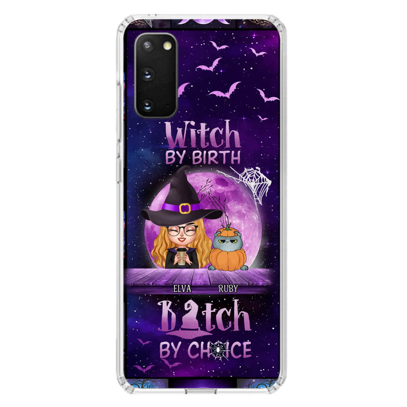 Custom Personalized Witch Phone Case - Gift Idea For Witch/ Dog/ Cat Lover - Upto 5 Pets - Witch By Birth - Case For iPhone/ Samsung