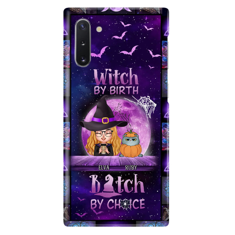 Custom Personalized Witch Phone Case - Gift Idea For Witch/ Dog/ Cat Lover - Upto 5 Pets - Witch By Birth - Case For iPhone/ Samsung