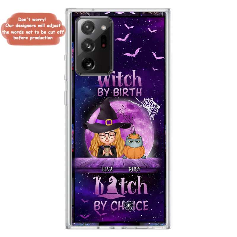 Custom Personalized Witch Phone Case - Gift Idea For Witch/ Dog/ Cat Lover - Upto 5 Pets - Witch By Birth - Case For iPhone/ Samsung
