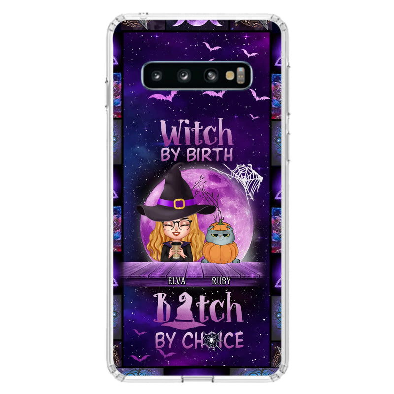Custom Personalized Witch Phone Case - Gift Idea For Witch/ Dog/ Cat Lover - Upto 5 Pets - Witch By Birth - Case For iPhone/ Samsung