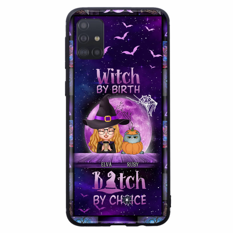 Custom Personalized Witch Phone Case - Gift Idea For Witch/ Dog/ Cat Lover - Upto 5 Pets - Witch By Birth - Case For iPhone/ Samsung