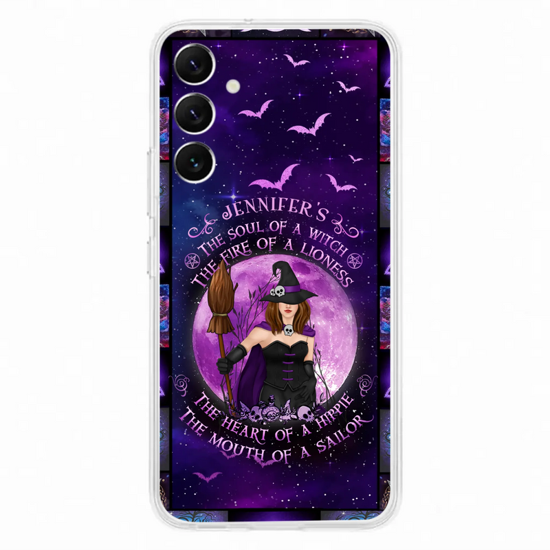 Custom Personalized Witch Purple Phone Case - Halloween Gift Idea - The Soul Of A Witch The Fire Of A Lioness - Case for iPhone/ Samsung