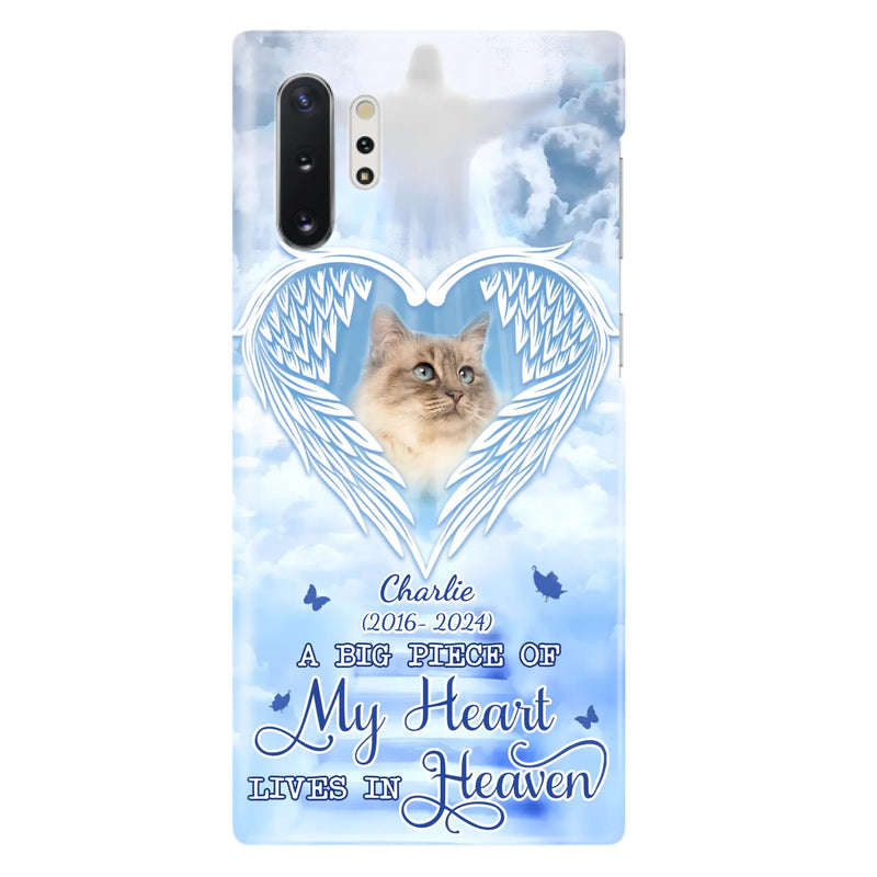 Custom Personalized Memorial Pet Phone Case - Upload Photo - Memorial Gift Idea For Pet Owner - A Big Piece Of My Heart Lives In Heaven - Case For iPhone/ Samsung