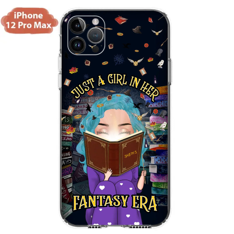 Custom Personalized Reading Book Phone Case - Gift Idea For Book Lovers - Just A Girl In Her Fantasy Era - Case For iPhone/ Samsung