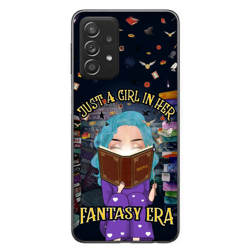 Custom Personalized Reading Book Phone Case - Gift Idea For Book Lovers - Just A Girl In Her Fantasy Era - Case For iPhone/ Samsung