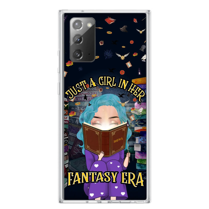 Custom Personalized Reading Book Phone Case - Gift Idea For Book Lovers - Just A Girl In Her Fantasy Era - Case For iPhone/ Samsung