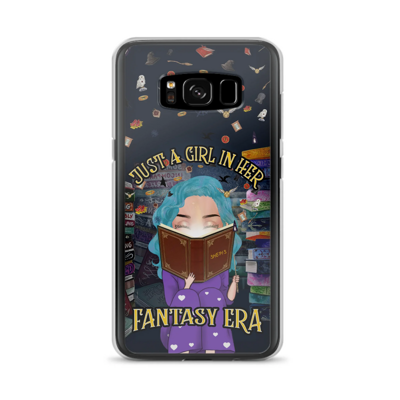 Custom Personalized Reading Book Phone Case - Gift Idea For Book Lovers - Just A Girl In Her Fantasy Era - Case For iPhone/ Samsung