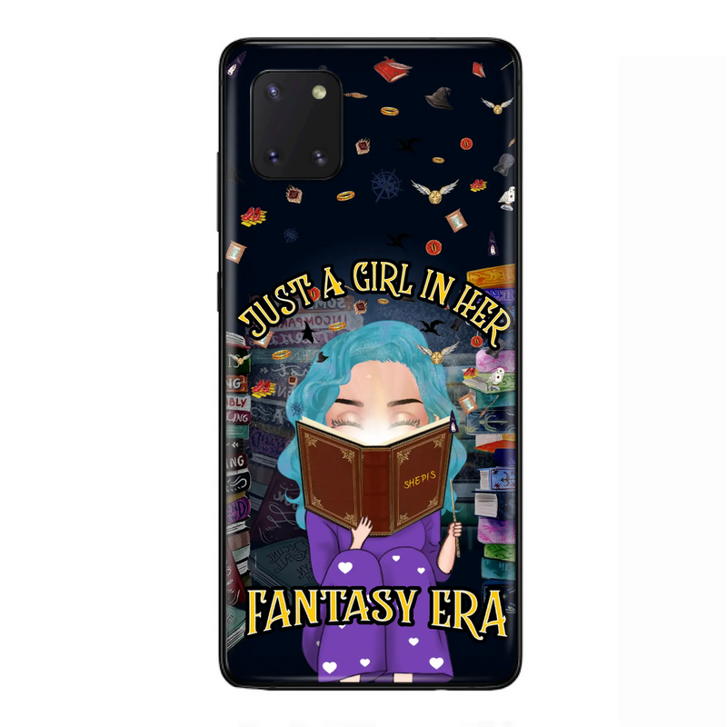 Custom Personalized Reading Book Phone Case - Gift Idea For Book Lovers - Just A Girl In Her Fantasy Era - Case For iPhone/ Samsung