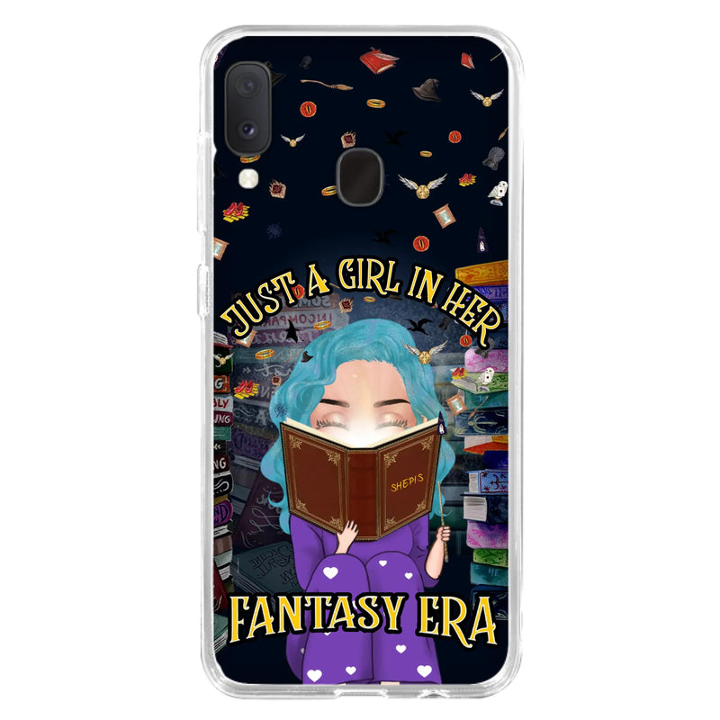 Custom Personalized Reading Book Phone Case - Gift Idea For Book Lovers - Just A Girl In Her Fantasy Era - Case For iPhone/ Samsung