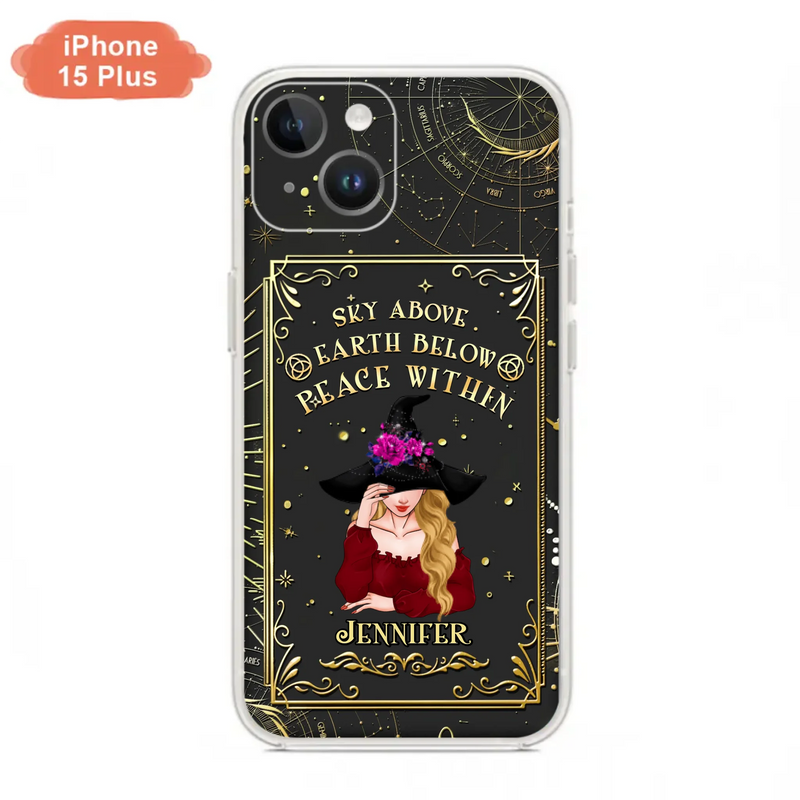 Custom Personalized Witch Tarrot Card Phone Case - Gift Idea For Witch/ Tarrot Lover - Sky Above Earth Below Peace Within - Case For iPhone/ Samsung