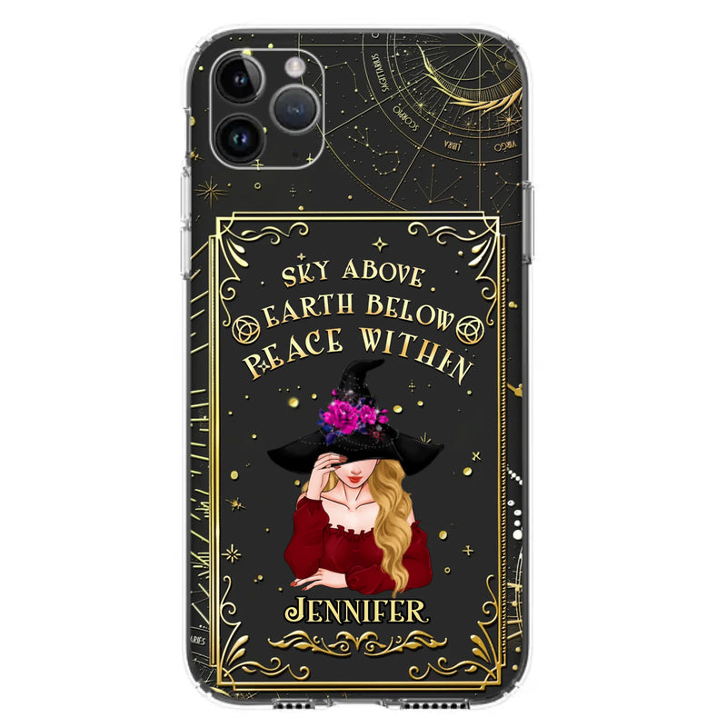 Custom Personalized Witch Tarrot Card Phone Case - Gift Idea For Witch/ Tarrot Lover - Sky Above Earth Below Peace Within - Case For iPhone/ Samsung