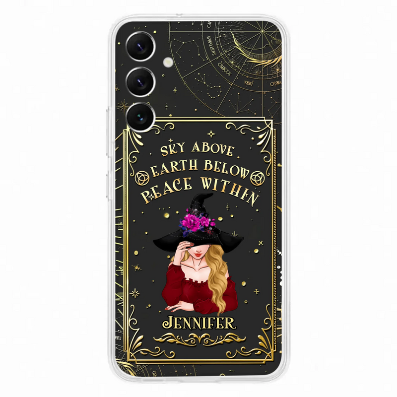 Custom Personalized Witch Tarrot Card Phone Case - Gift Idea For Witch/ Tarrot Lover - Sky Above Earth Below Peace Within - Case For iPhone/ Samsung
