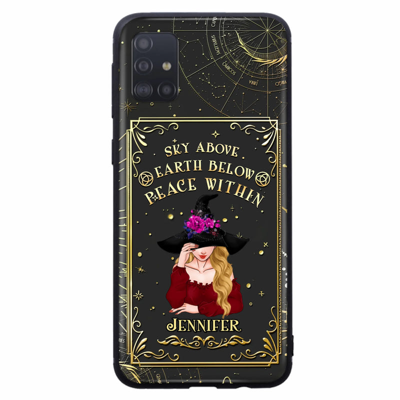 Custom Personalized Witch Tarrot Card Phone Case - Gift Idea For Witch/ Tarrot Lover - Sky Above Earth Below Peace Within - Case For iPhone/ Samsung