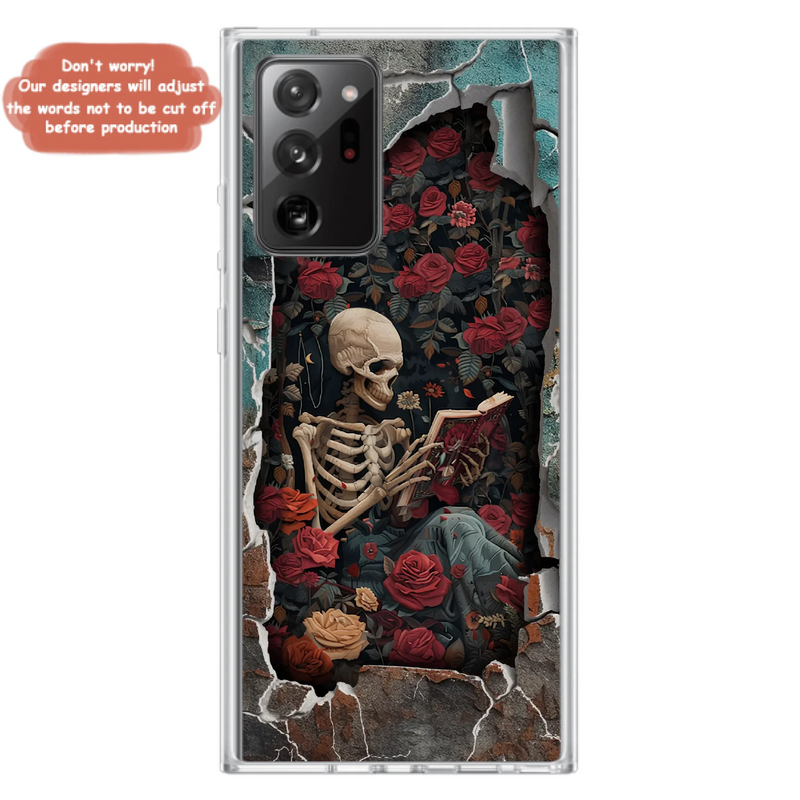 Custom Personalized Bookish Skeleton Phone Case - Reading Book Lover Gift Idea - Case For iPhone/ Samsung
