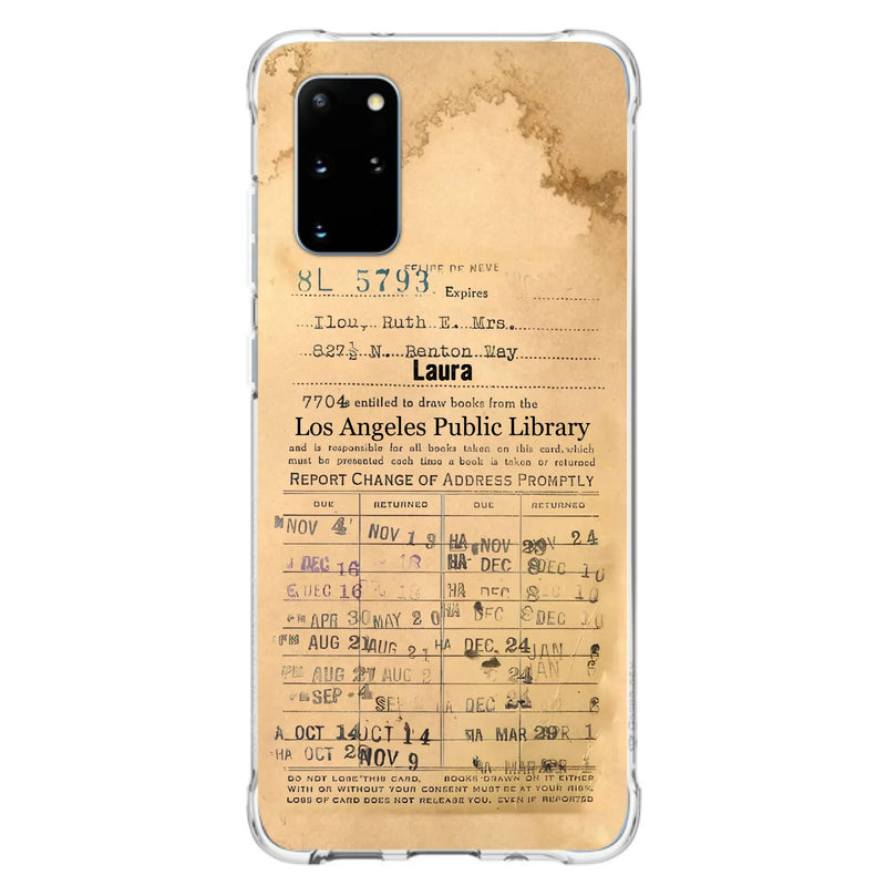 Custom Personalized Library Card Vintage Phone Case - Gift Idea For Reading Lover - Case For iPhone/ Samsung