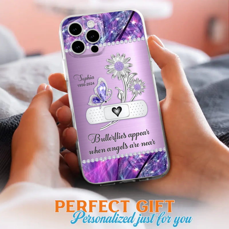 Custom Personalized Memorial Phone Case - Memorial Gift For Family Member - Butterflies Appear When Angels Are Near - Case For iPhone/ Samsung