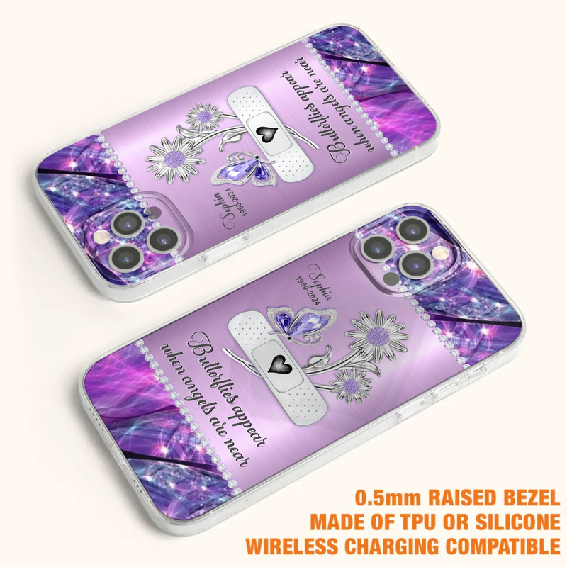 Custom Personalized Memorial Phone Case - Memorial Gift For Family Member - Butterflies Appear When Angels Are Near - Case For iPhone/ Samsung