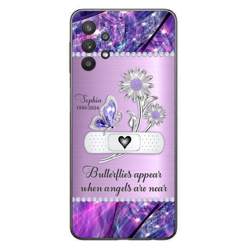 Custom Personalized Memorial Phone Case - Memorial Gift For Family Member - Butterflies Appear When Angels Are Near - Case For iPhone/ Samsung