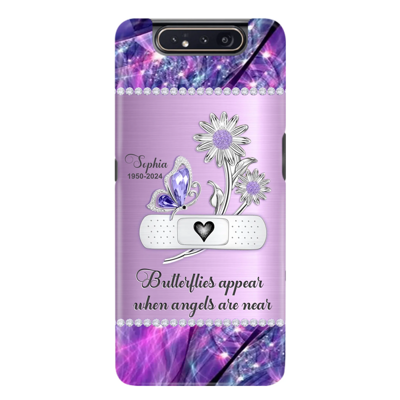 Custom Personalized Memorial Phone Case - Memorial Gift For Family Member - Butterflies Appear When Angels Are Near - Case For iPhone/ Samsung