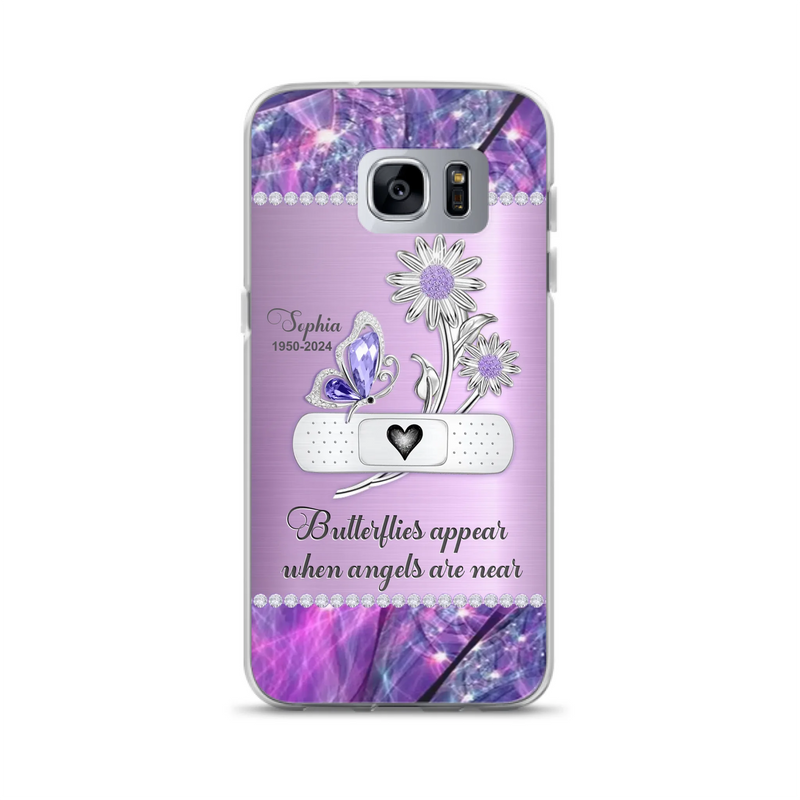 Custom Personalized Memorial Phone Case - Memorial Gift For Family Member - Butterflies Appear When Angels Are Near - Case For iPhone/ Samsung