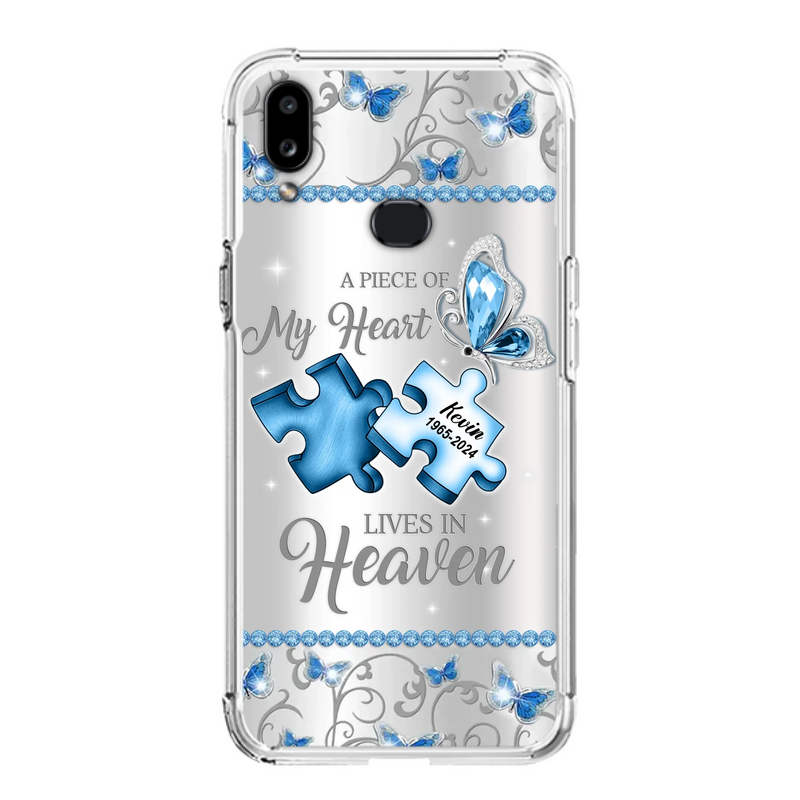 Custom Personalized Memorial Piece Phone Case - Memorial Gift For Family Member -  A Piece Of My Heart Lives In Heaven - Case for iPhone/Samsung