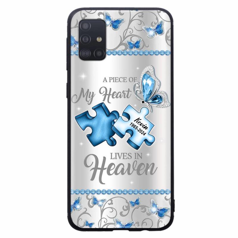 Custom Personalized Memorial Piece Phone Case - Memorial Gift For Family Member -  A Piece Of My Heart Lives In Heaven - Case for iPhone/Samsung