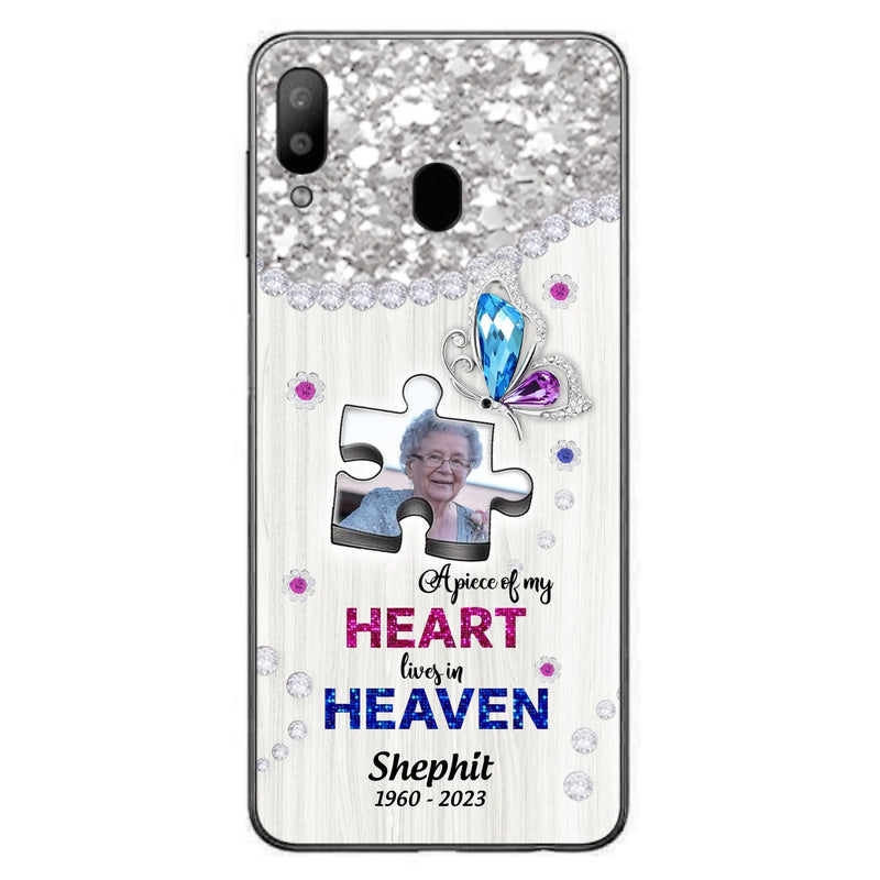 Custom Personalized Memorial Phone Case - Upload Photo - Memorial Gift Idea For Family Member -  A Piece Of My Heart Lives In Heaven - Case for iPhone/ Samsung