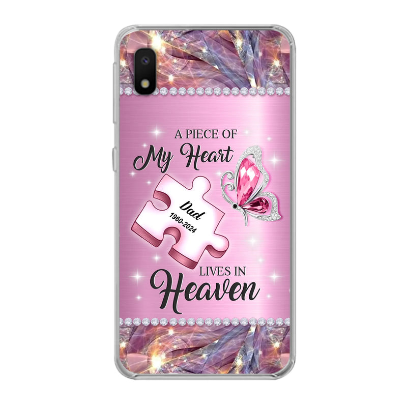 Custom Personalized Memorial Piece Phone Case - Memorial Gift Idea for Father's Day - A Piece Of My Heart Lives In Heaven - Case for iPhone/ Samsung