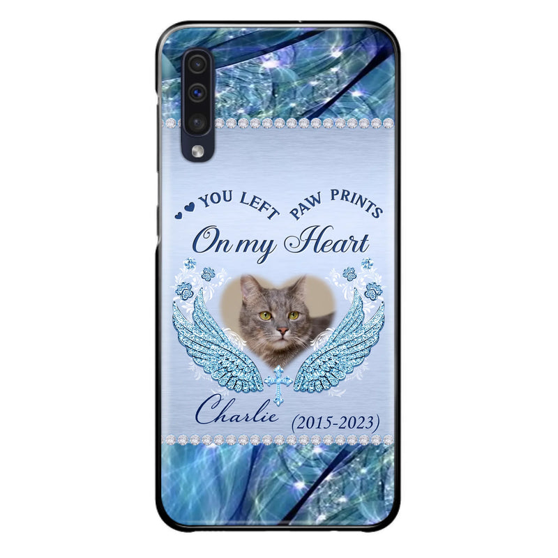 Custom Personalized Memorial Phone Case - Upload Photo - Memorial Gift Idea For Dog/ Cat Lover - You Left Paw Prints On My Heart - Case for iPhone/Samsung