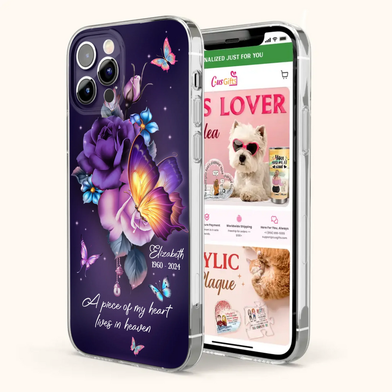 Custom Personalized Butterfly Memorial Phone Case - Memorial Gift Idea - Case for iPhone/Samsung