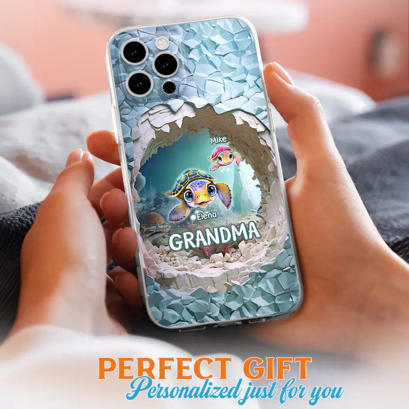 Custom Personalized Turtle Phone Case - Upto 10 Kids - Mother's Day Gift Idea For Grandma - Case for iPhone/Samsung