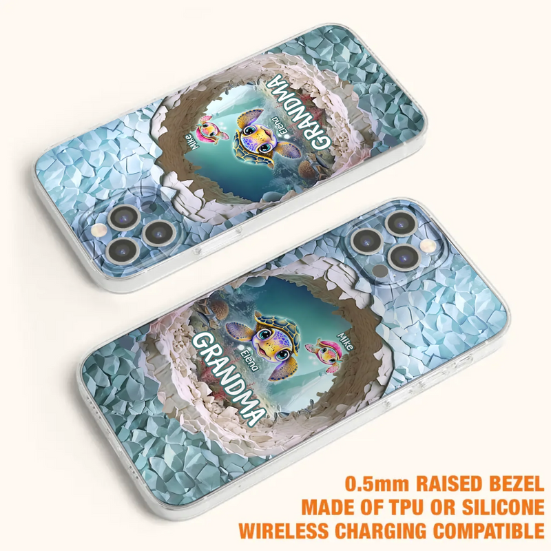 Custom Personalized Turtle Phone Case - Upto 10 Kids - Mother's Day Gift Idea For Grandma - Case for iPhone/Samsung