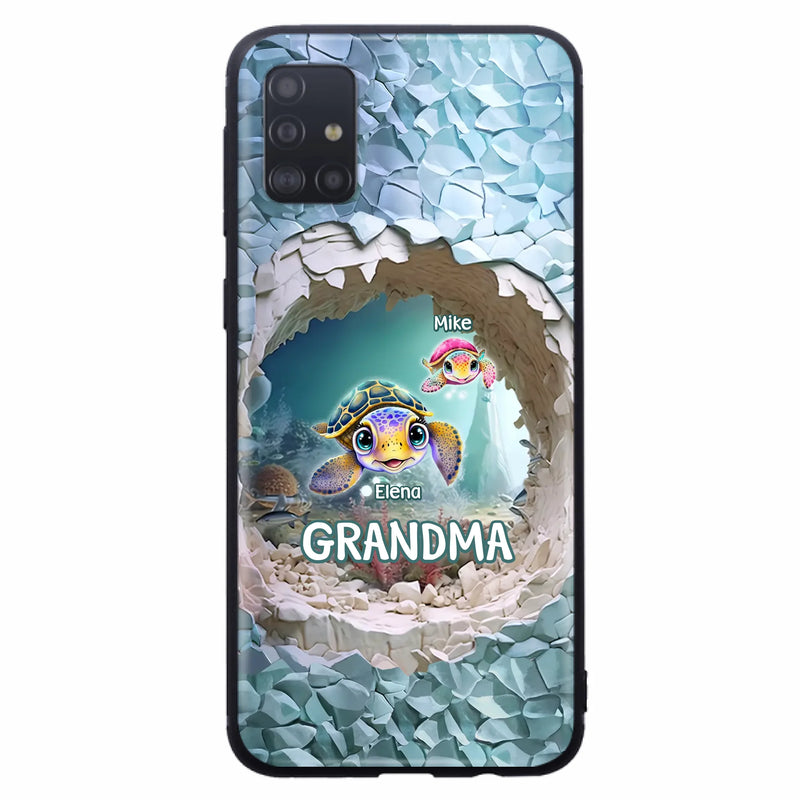 Custom Personalized Turtle Phone Case - Upto 10 Kids - Mother's Day Gift Idea For Grandma - Case for iPhone/Samsung