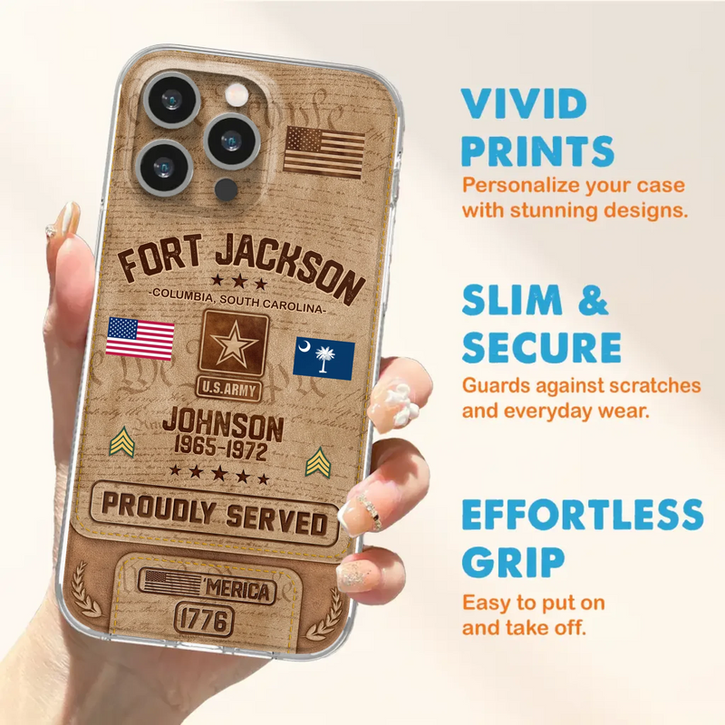 Custom Personalized Veteran Phone Case - Gift For Veteran - Birthday/ Father's Day Gift - Proudly Served - Case For iPhone And Samsung