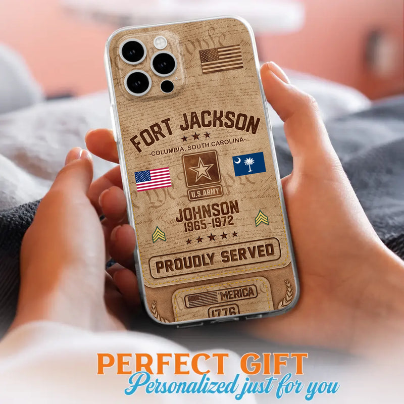 Custom Personalized Veteran Phone Case - Gift For Veteran - Birthday/ Father's Day Gift - Proudly Served - Case For iPhone And Samsung