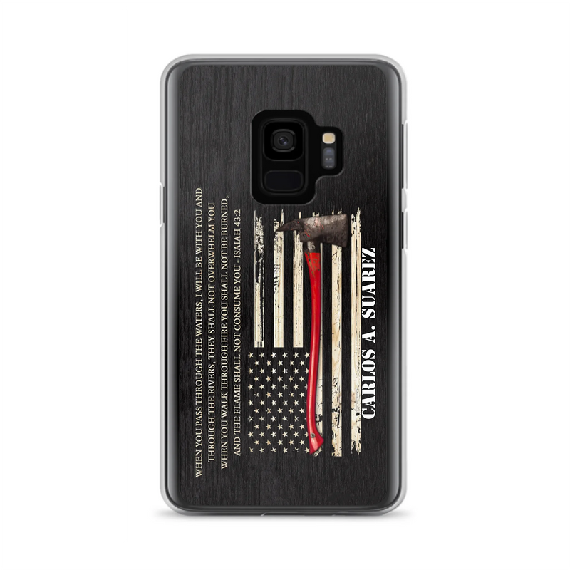 Custom Personalized Firefighter Phone Case - Father's Day Gift Idea for Firefighter - When You Pass Through The Waters I Will Be With You - Case for iPhone/Samsung