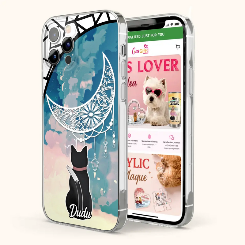 Custom Personalized Black Cat Phone Case - Gift Idea For Cat Lover - Case For iPhone/Samsung