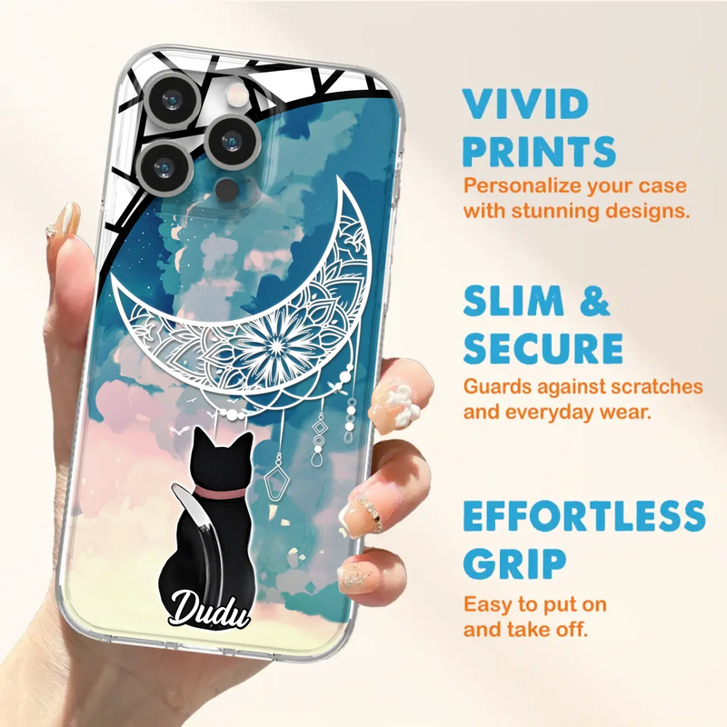 Custom Personalized Black Cat Phone Case - Gift Idea For Cat Lover - Case For iPhone/Samsung