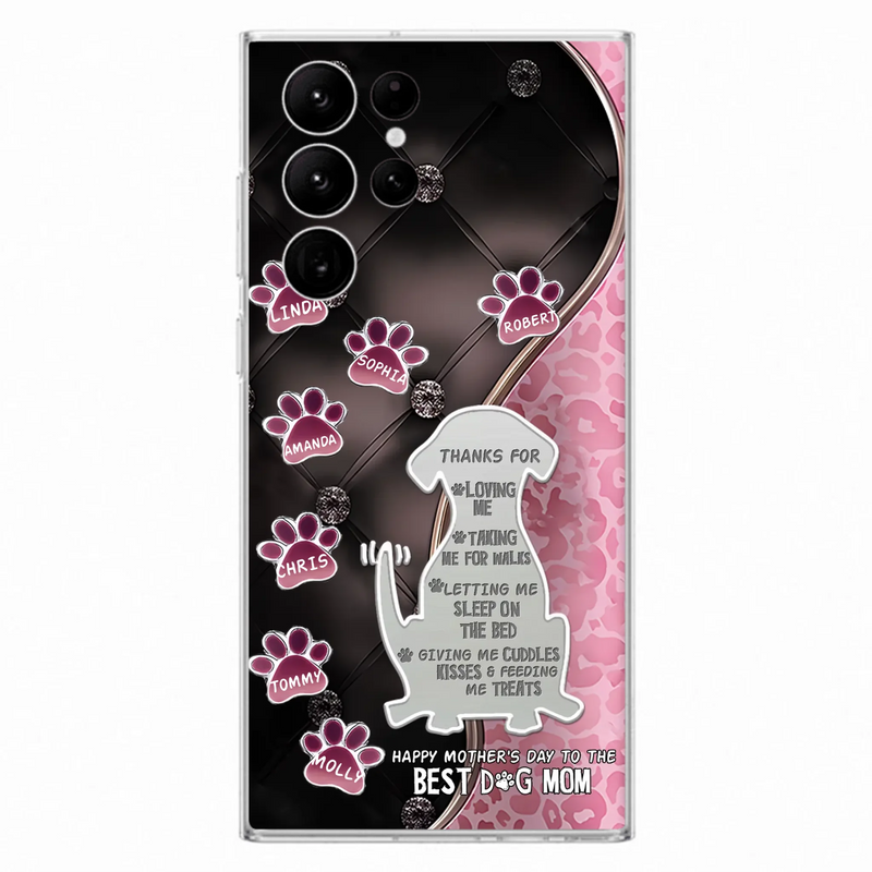 Custom Personalized Memorial Dog Mom Phone Case - Memorial Gift Idea For Dog Lover - Upto 7 Dogs - Thanks For Loving Me - Case For iPhone/Samsung