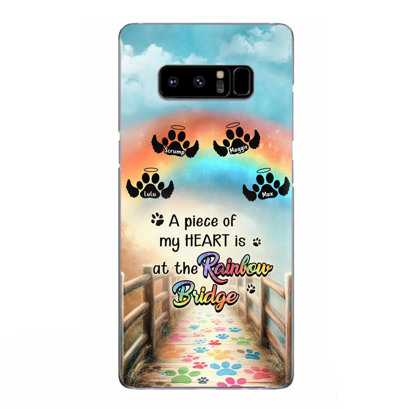 Custom Personalized Rainbow Bridge Memorial Phone Case - Memorial Gift Idea For Dog Lover - Upto 4 Dogs - A Piece Of My Heart Is At The Rainbow Bridge - Case For iPhone/Samsung
