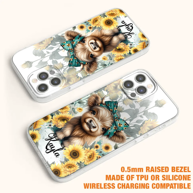 Teal Highland Cow Phone Case - Gift Idea For Grandma/Birthday -  Case For iPhone/Samsung
