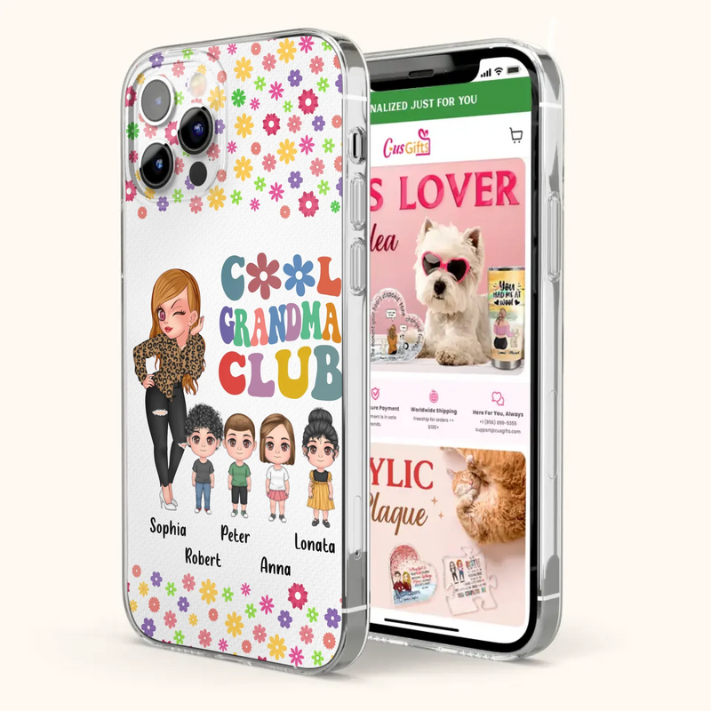 Custom Personalized Cool Grandma Phone Case - Gift Idea For Grandma - Upto 4 Kids - Cases For iPhone/Samsung