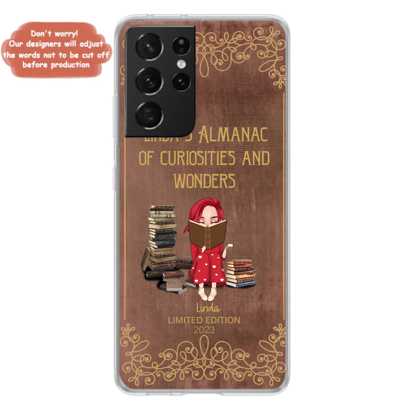 Custom Personalized Reading Girl Phone Case - Gift Idea For Reading Lovers - Almanac Of Curiosities - Cases For iPhone/Samsung