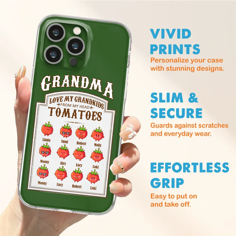 Custom Personalized Grandma Tomatoes Phone Case - Gift Idea For Mother's Day/Grandma- Upto 12 Tomatoes - Case For iPhone/ Samsung